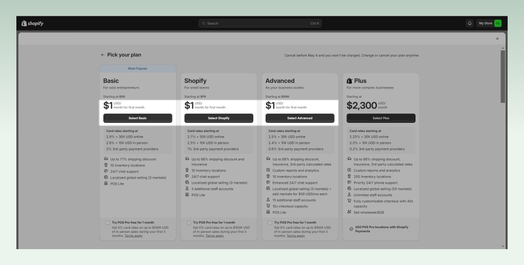 choose-a-shopify-plan-1-dollar-1-month
