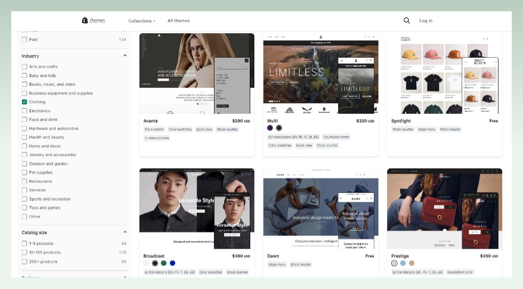Choose a Shopify theme