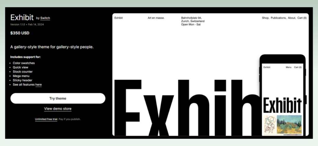 Exhibit-Shopify-theme