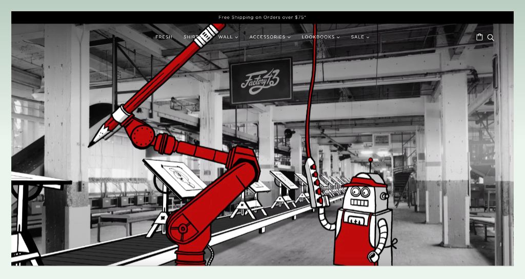 Factory 43 - Successful Shopify T-shirt store examples