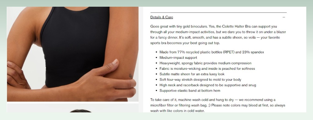 fashion descriptions for clothing examples