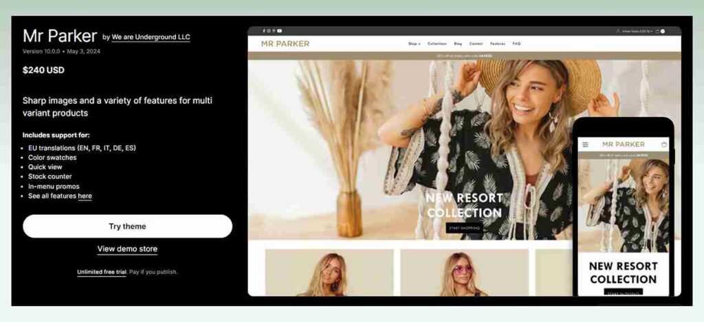 Mr-Parker-Shopify-theme Â