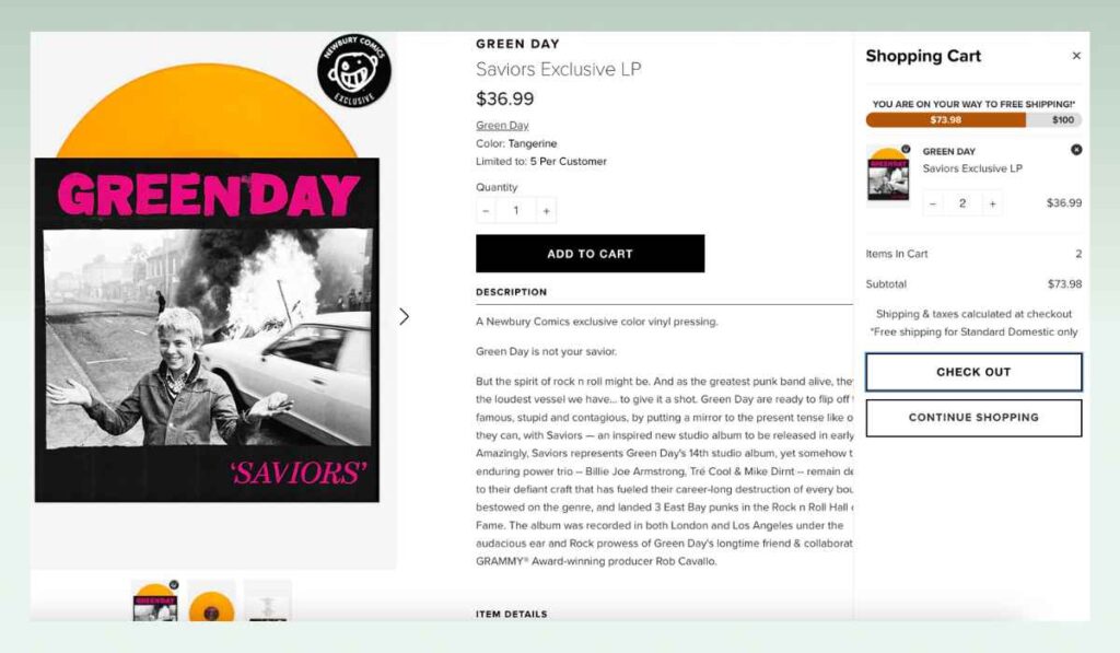 Newbury-comics-added-to-cart-popup