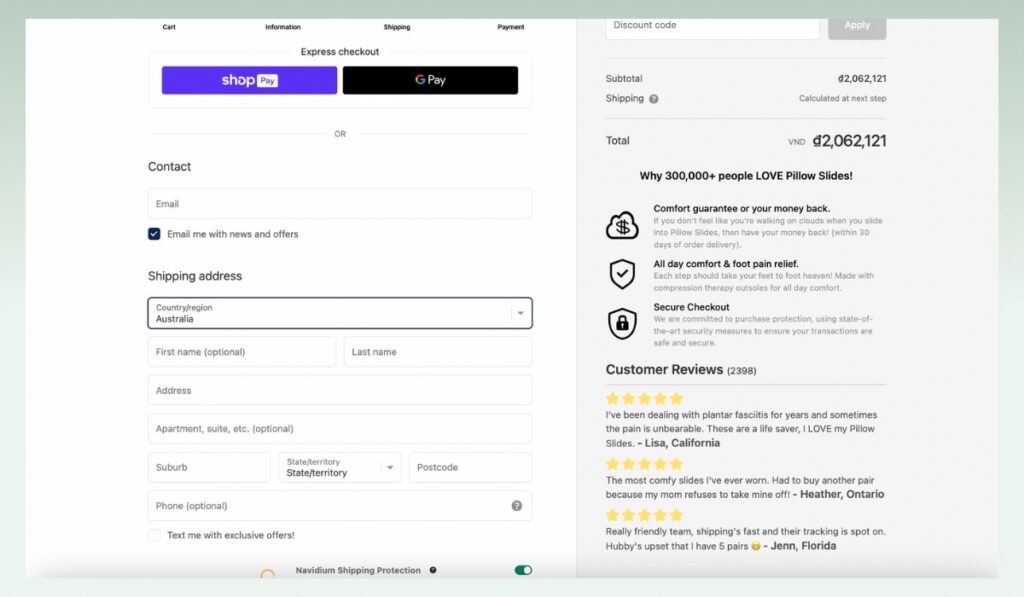 Pillow-Slides-checkout-process