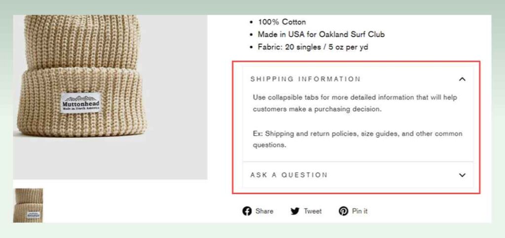 product-page-tabs-of-the-impulse-shopify-theme