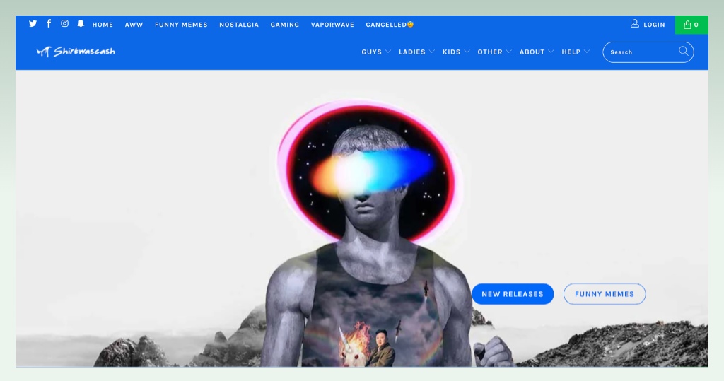 Shirtwascash - Successful Shopify T-shirt store examples