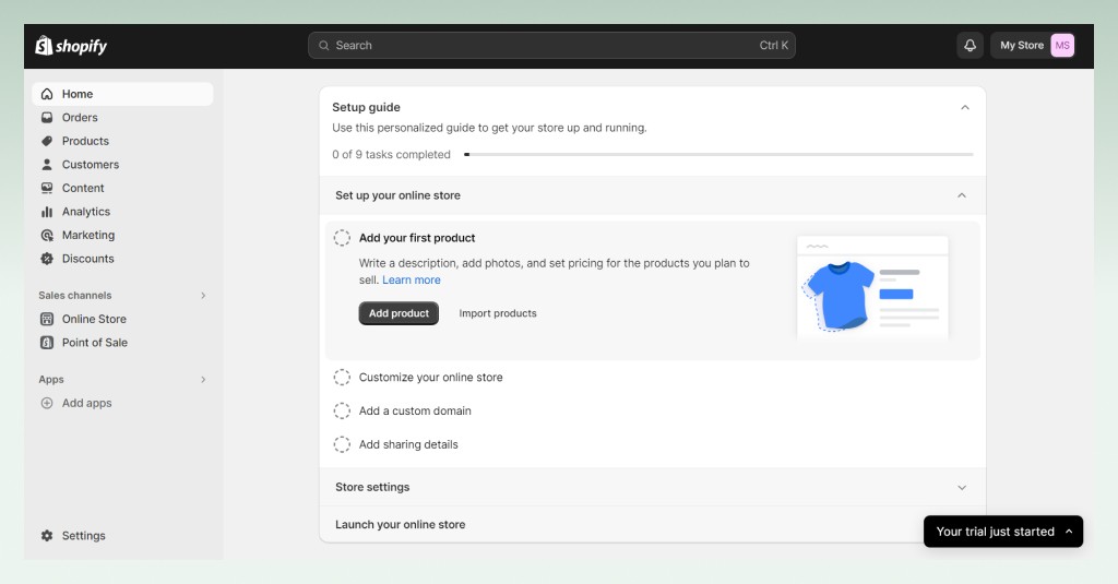 Shopify online store setup