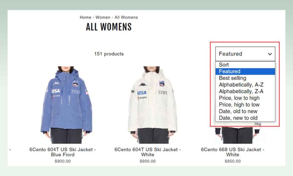 product-sorting-options-of-the-impulse-shopify-theme