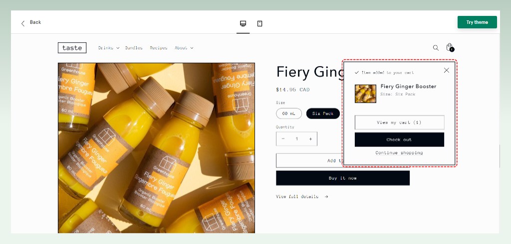 taste-shopify-theme-cart-confirmation-pop-up
