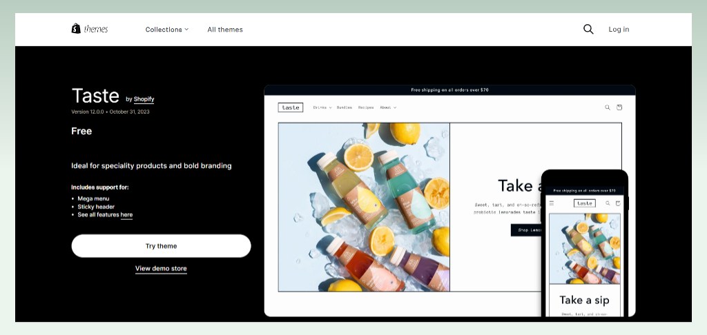 Taste-shopify-theme-listing-page