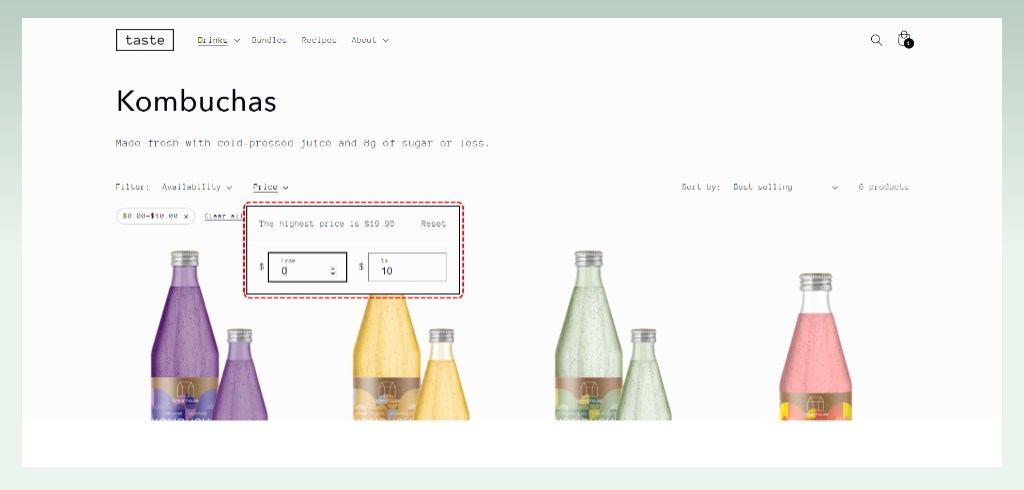 taste-shopify-theme-sort-and-filter