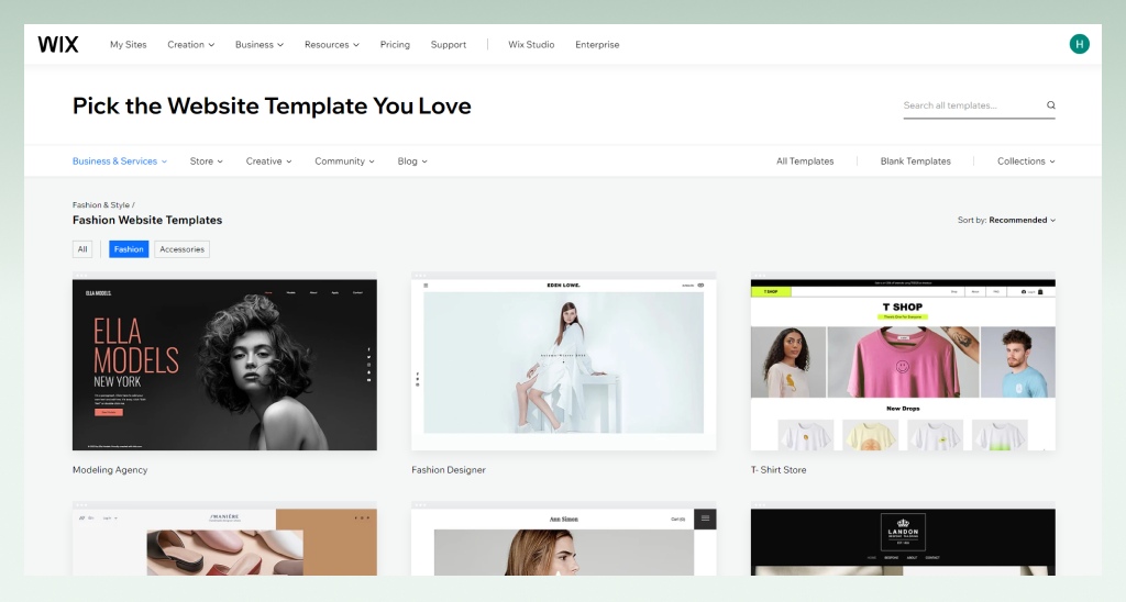 Wix design templates
