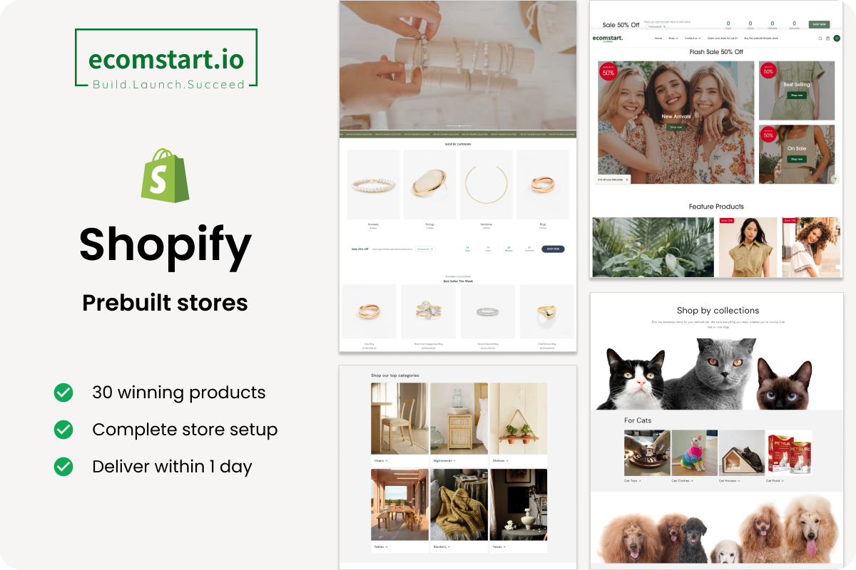 Shopify prebuilt stores banner